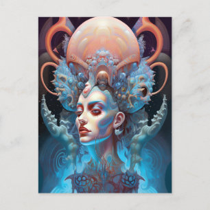 Konstig Surreal Alien Woman Art Vykort