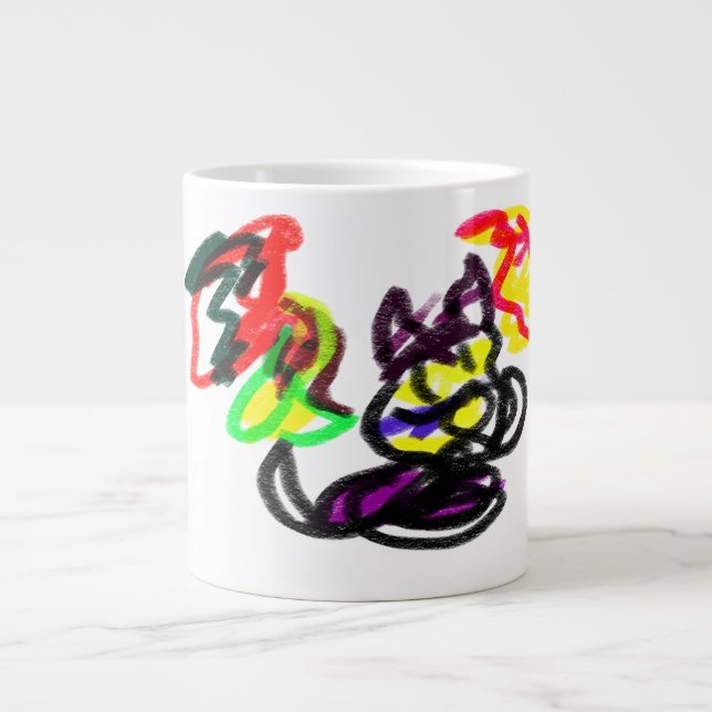 konstig svart katthösttid jumbo mugg (Framsidan)