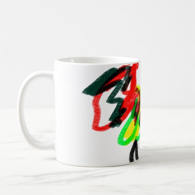 konstig svart katthösttid kaffemugg (Vänster)