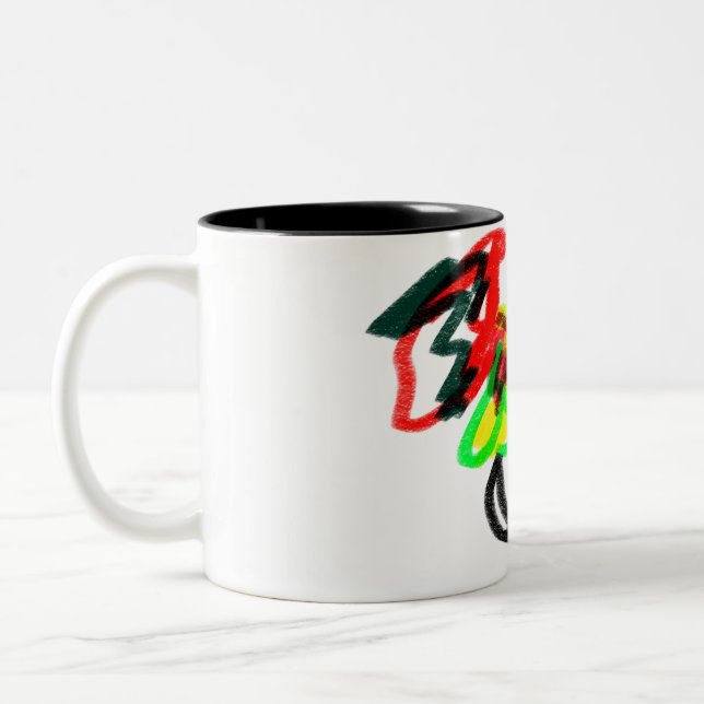 konstig svart katthösttid Två-Tonad mugg (Vänster)