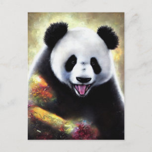 Konstig Tittar Panda Bear AI Art Vykort