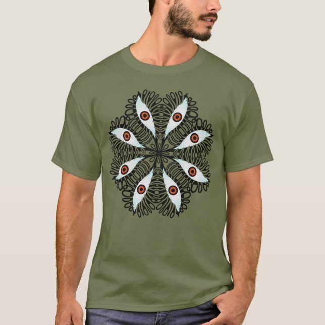 Konstig Trippy Evil Ögon T Shirt (Framsida)