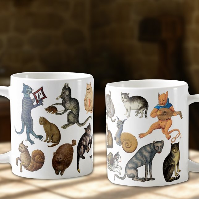 Konstig Ugly Medieval Cats Kaffemugg (Skapare uppladdad)