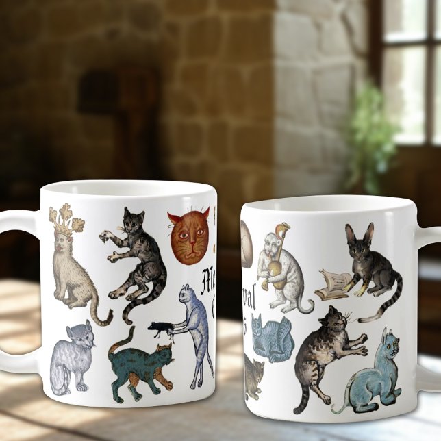 Konstig Ugly Medieval Cats Kaffemugg (Skapare uppladdad)