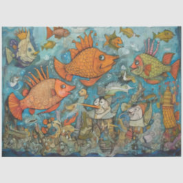 Konstig under Sea Tecknad Kids Collage Decoupage