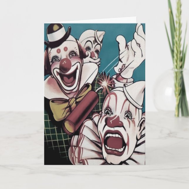 Konstig Vintage Clown Födelsedags Kort (Framsida)