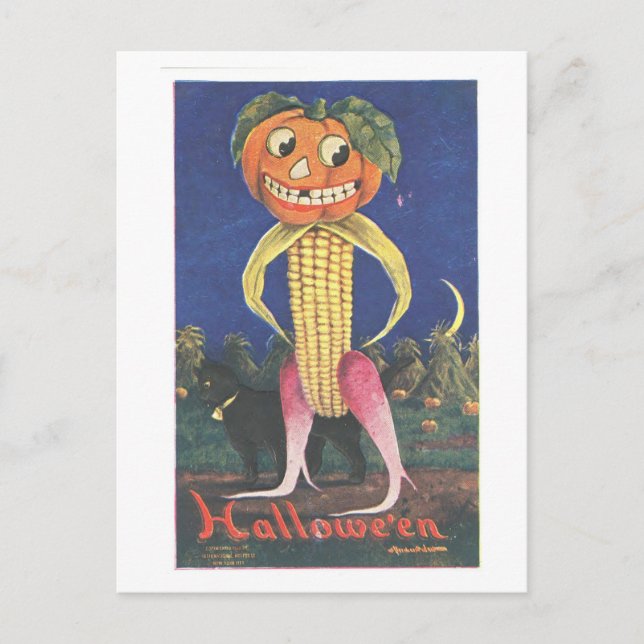 Konstig Vintage Vegetable Jack-o-Lantern vykort (Framsida)