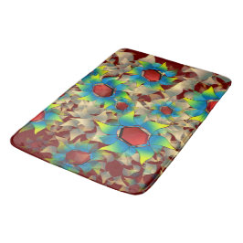 Konstig virtuell blomma, blått och gult petal på r badrumsmatta