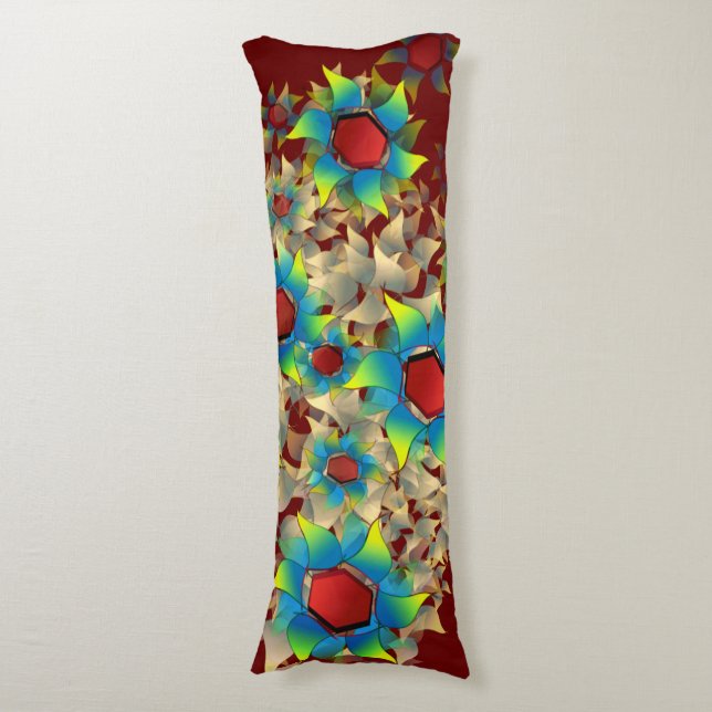 Konstig virtuell blomma, blått och gult petal på r kroppskudde (Framsidan Vertikal)