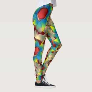 Konstig virtuell blomma, blått och gult petal på r leggings