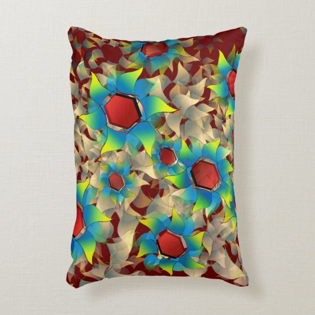 Konstig virtuella blommor, blåaktiga petaler på mö prydnadskudde (Framsidan(Vertikal))