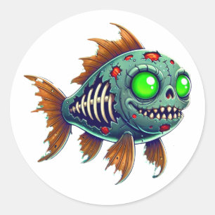 Konstig Zombie Fish från Abyss Runt Klistermärke