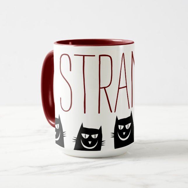 "Konstiga" 5 svarta katter, kaffekopp (Framsida vänster)