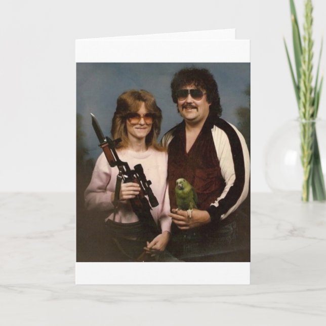 Konstiga familjfoto - koppla ihop med papegojan! kort (Framsida)