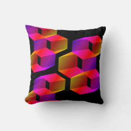 Konstiga färgade hexagoner med svart bakgrund kudde