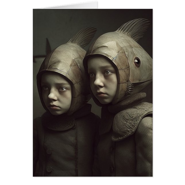 Konstiga Fisk Tvillingar Alla Tillfällen Lyckönskn Hälsningskort (Framsidan)