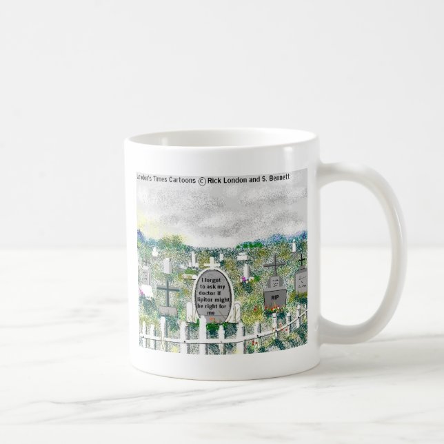 Konstiga gravstenar Roliga tecknade presenter och  Kaffemugg (Höger)