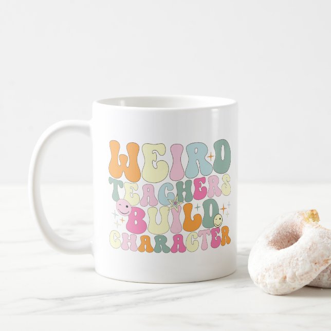Konstiga lärare bygger karaktär som läraren cool kaffemugg (Med munk)