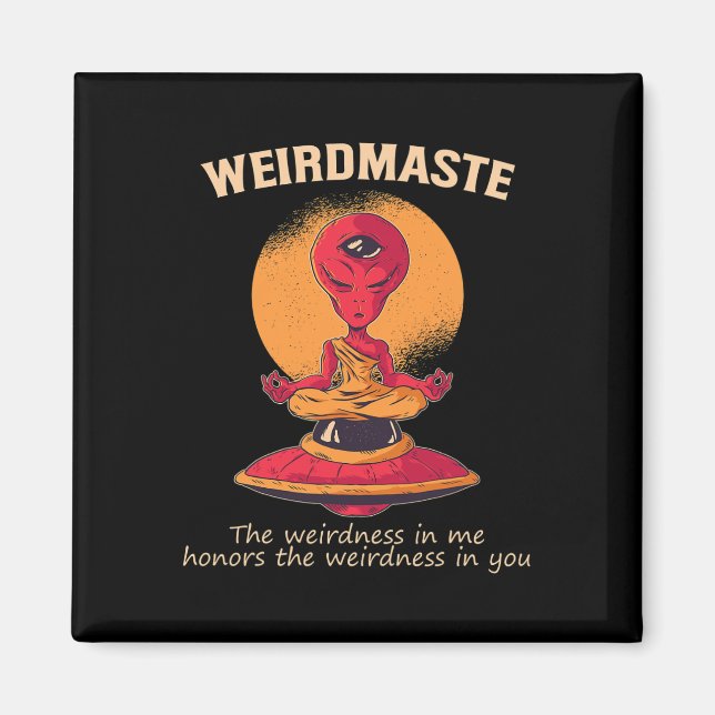 Konstigaste Definition Alien Munk Ufo Yoga Meditat Magnet (Framsidan)