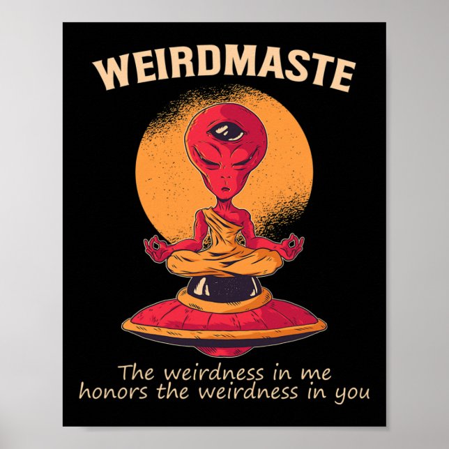 Konstigaste Definition Alien Munk Ufo Yoga Meditat Poster (Framsidan)