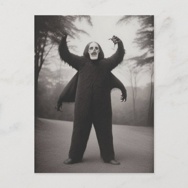 Konstigt bisarrt monster Halloween vykort (Framsida)