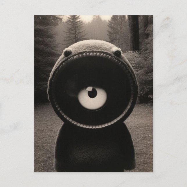 Konstigt bisarrt skogsmonster Halloween  Vykort (Framsida)