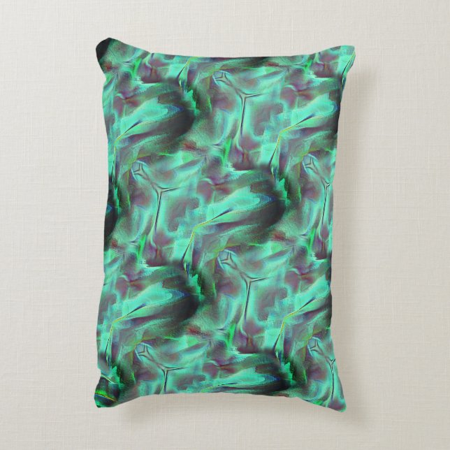 Konstigt bläckfiskad satatton, grönaktig till kola prydnadskudde (Baksidan(Vertikal))