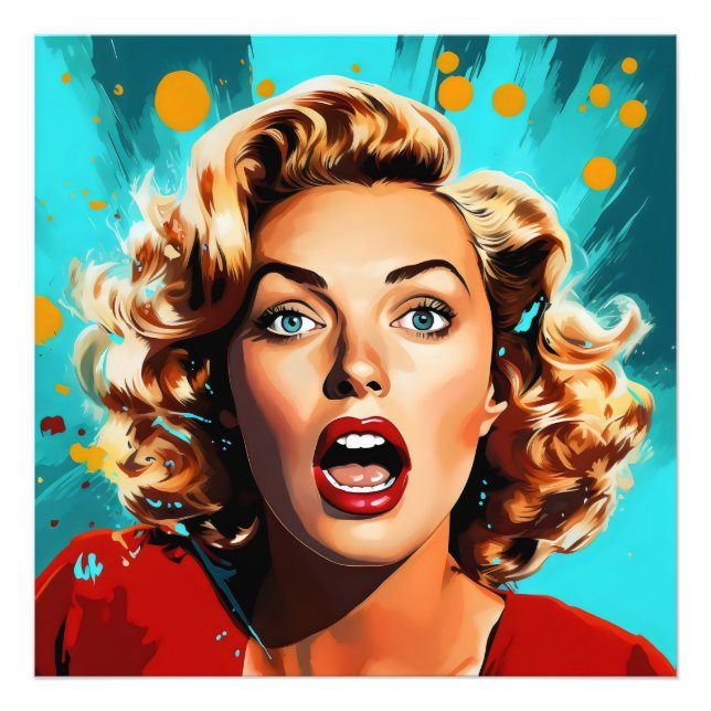 Konstigt Blonde Pop Art Fototryck (Framsidan)