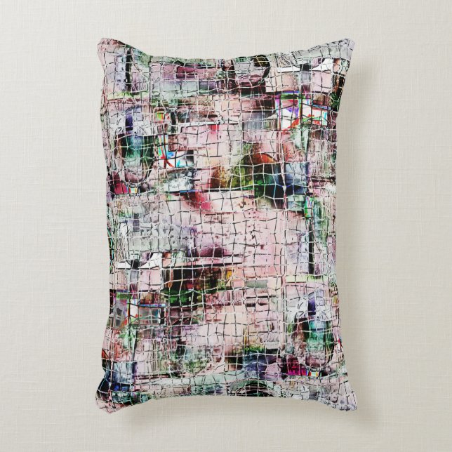 Konstigt färgad teckning under jute med rustik åld prydnadskudde (Framsidan(Vertikal))