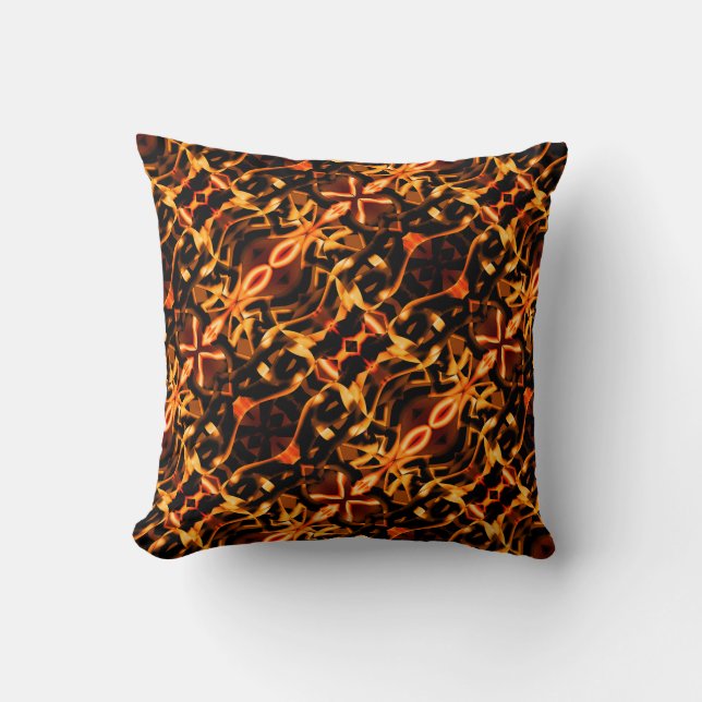 Konstigt speglad orange, brunkolsfond kudde (Framsida)