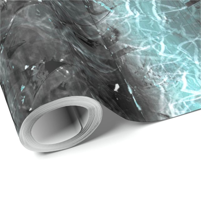 Konstigt struktur med små ljusfläckar i blått presentpapper (Rullad Hörn)