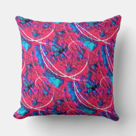 Konstigt struktur-rosa med cyan blue craters kudde