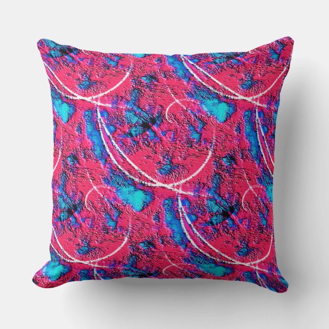 Konstigt struktur-rosa med cyan blue craters kudde (Framsida)