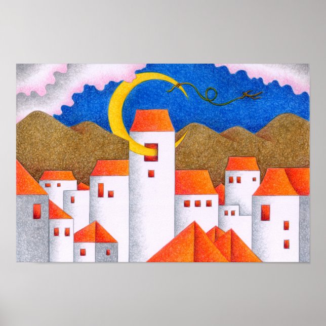 Konstigt utrymme, en halvmåne stad. poster (Framsidan)