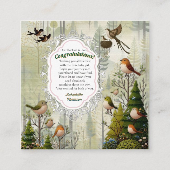 Konstillustration av moderna stiliserade fåglar tilläggskort (Framsida)