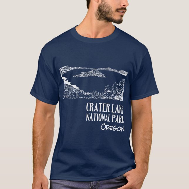 Konstillustration i nationalparken Crater Sjö T Shirt (Framsida)