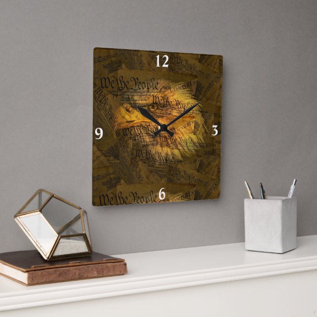 Konstitution American Örn Square Wall Clock Fyrkantig Klocka (Kontor)