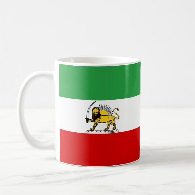 Konstitutionell monarki i Iran flagga (1907-1980) Kaffemugg (Vänster)