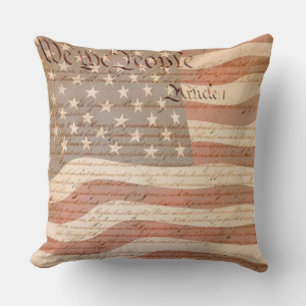 Konstitutionen och den amerikanska flaggan Patriot Kudde