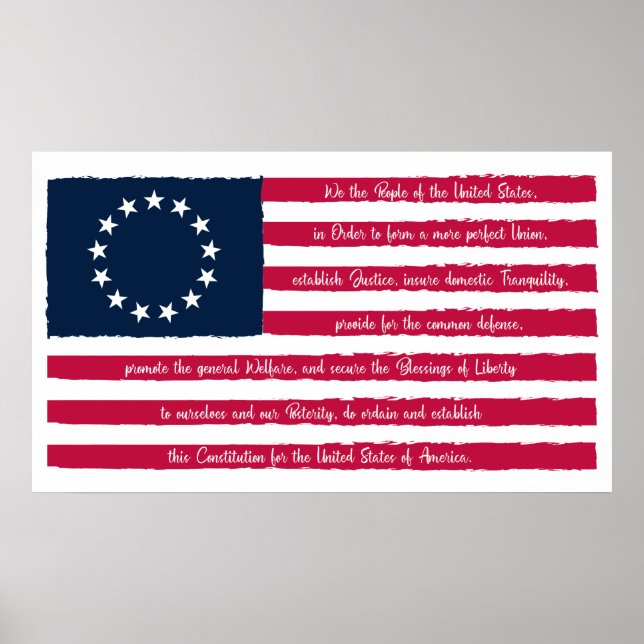 Konstitutionspreamble Betsy Ross Flagga Poster (Framsidan)