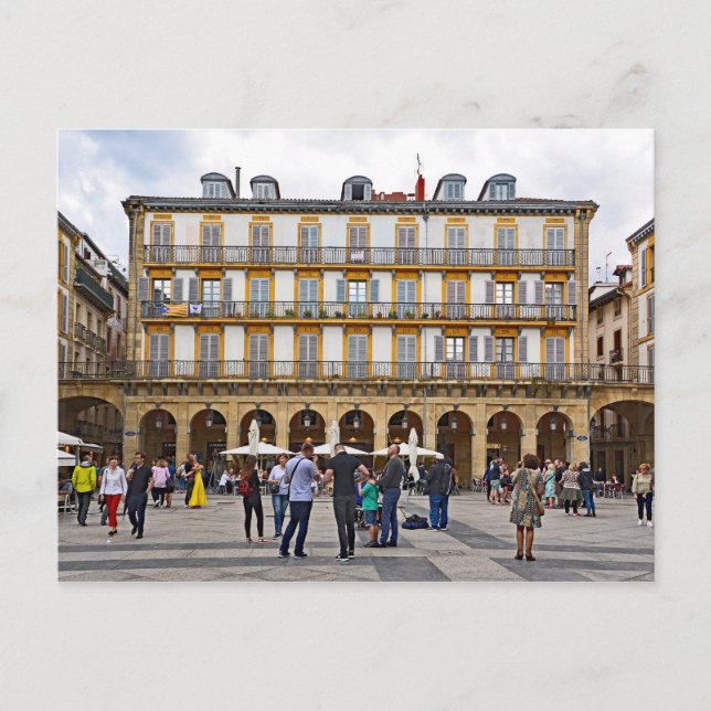 Konstitutionstorget i San Sebastian-Donostia. Vykort (Framsida)