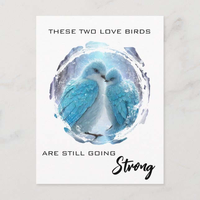 *~*  Konstjubileum Kärlek Fåglar Vinter AP54 Vykort (Framsida)