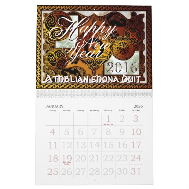 Konstkalender för 2016 Celtic Kalender (Jan 2026)