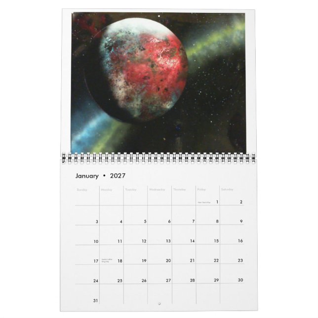 Konstkalender för 2016 sprej kalender (Jan 2027)