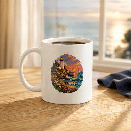 Konstkoppen Coastal Lighthouse Sunset Ocean Kaffemugg