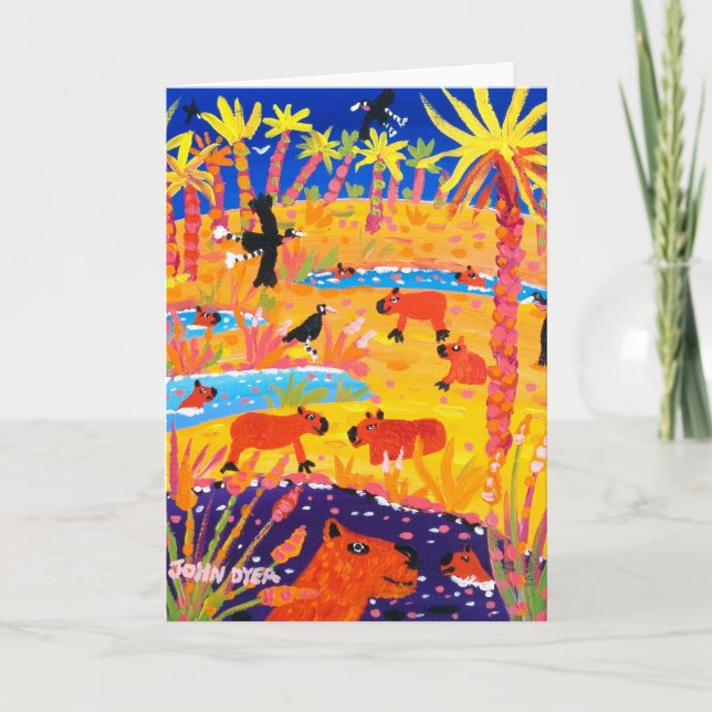 Konstkort: Brasiliansk Capybara. Pantanal Kort (Framsida)