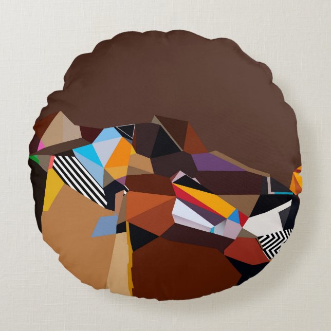 Konstkudde Unik designkudde för lyx Rund Kudde (Framsidan)