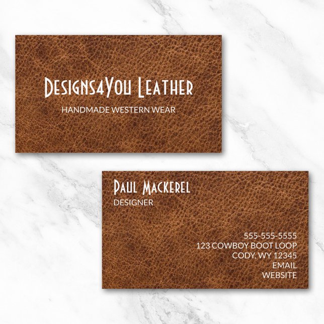 Konstläder i brunt visitkort (Faux Brown Leather Business Card)