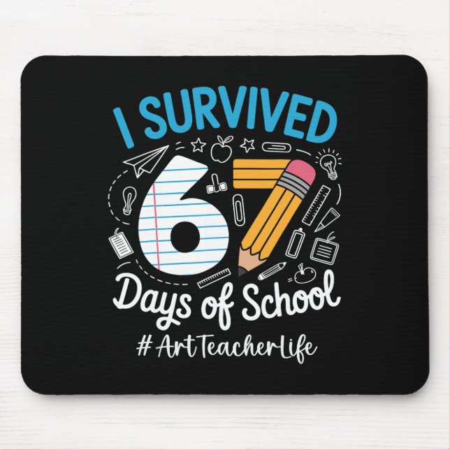 Konstlärare överlevde 67 dagar av skolhumor design musmatta (Framsidan)