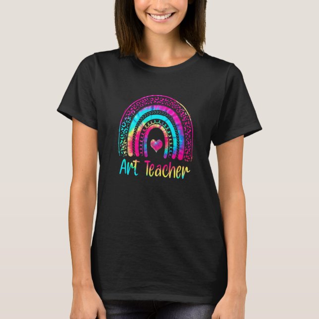 Konstlärare Regnbåge Tie Dye  Skollärare T Shirt (Framsida)